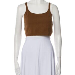 Allude Brown Scoop Neck 100% Cashmere Tank Top Cropped Size M